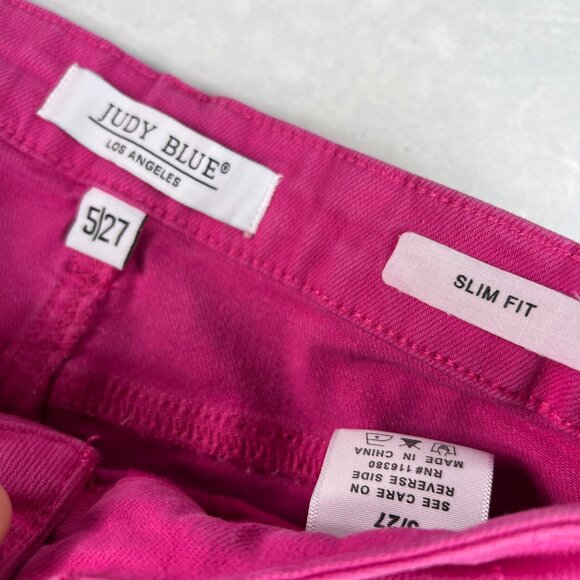 Judy Blue Jeans Women 27x27* Slim Mid Rise Ankle Pink Faded Stretch Denim Tag 27 - Picture 7 of 16